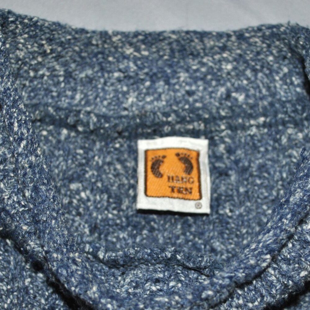 Vintage Ocean Pacific Sweater Size XL Blue & White Knit Roll Neck Pullover - Picture 3 of 12